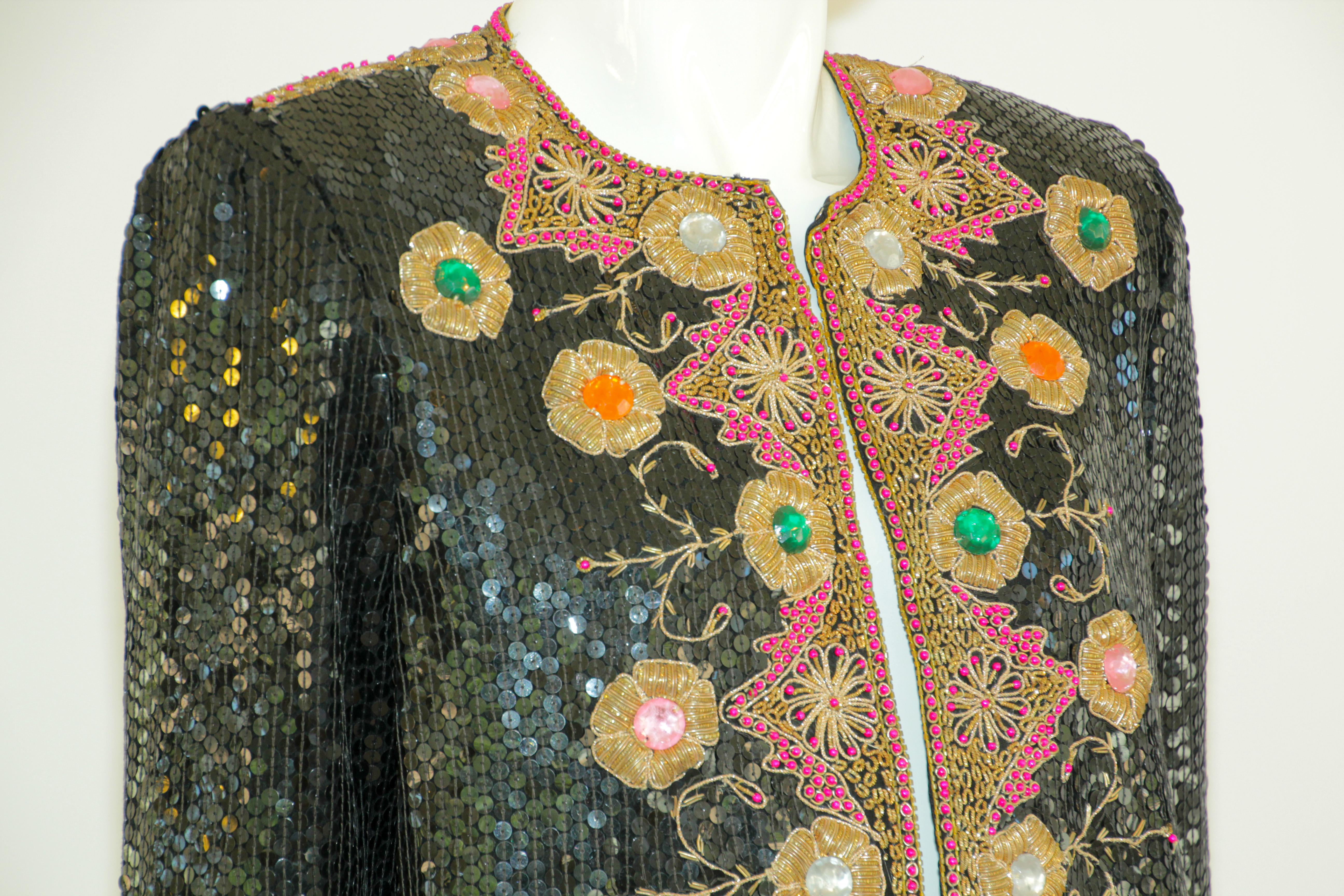Vintage Evening Jeweled Beaded Jacket 1980's In Good Condition For Sale In North Hollywood, CA