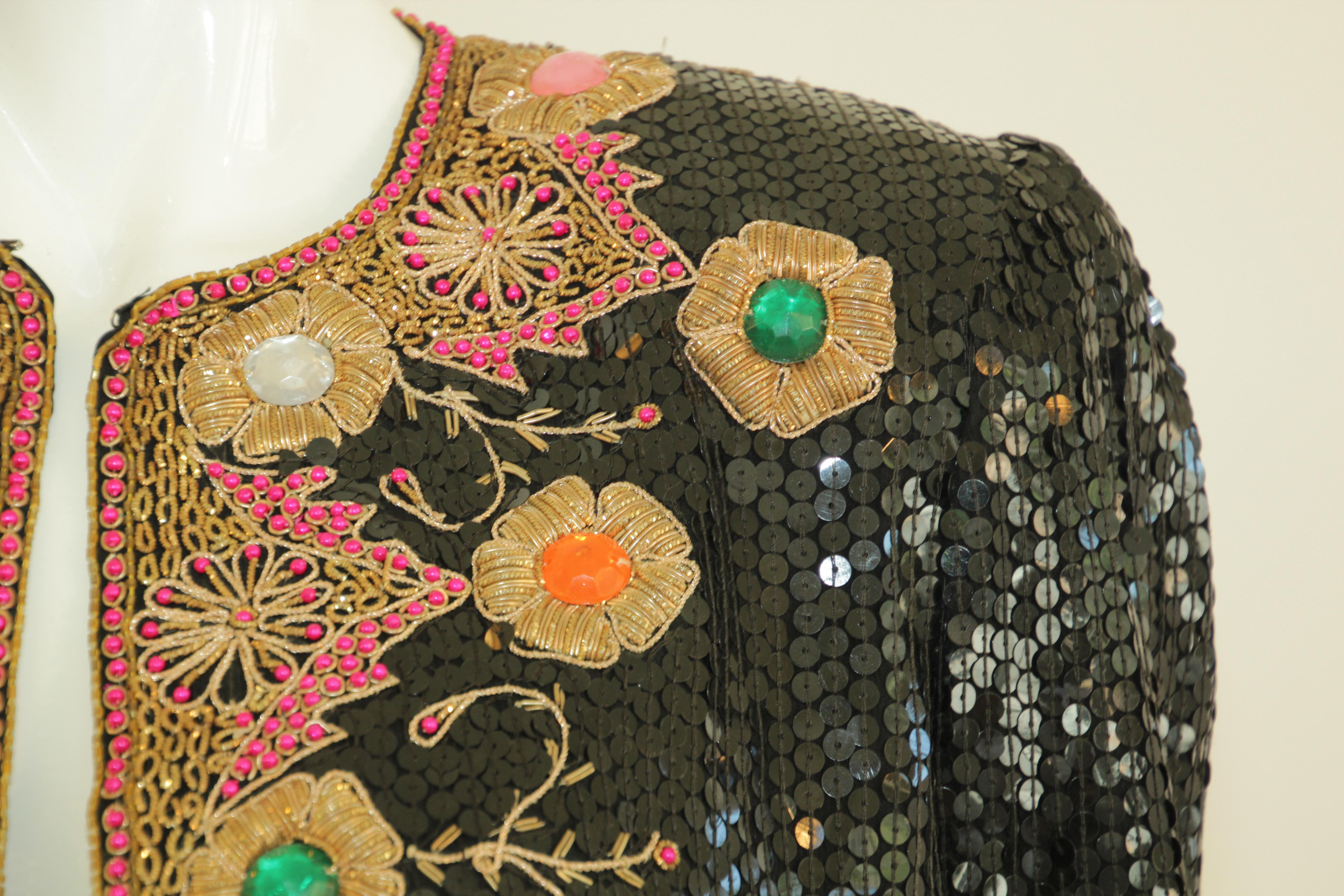 Vintage Evening Jeweled Beaded Jacket 1980's For Sale 1
