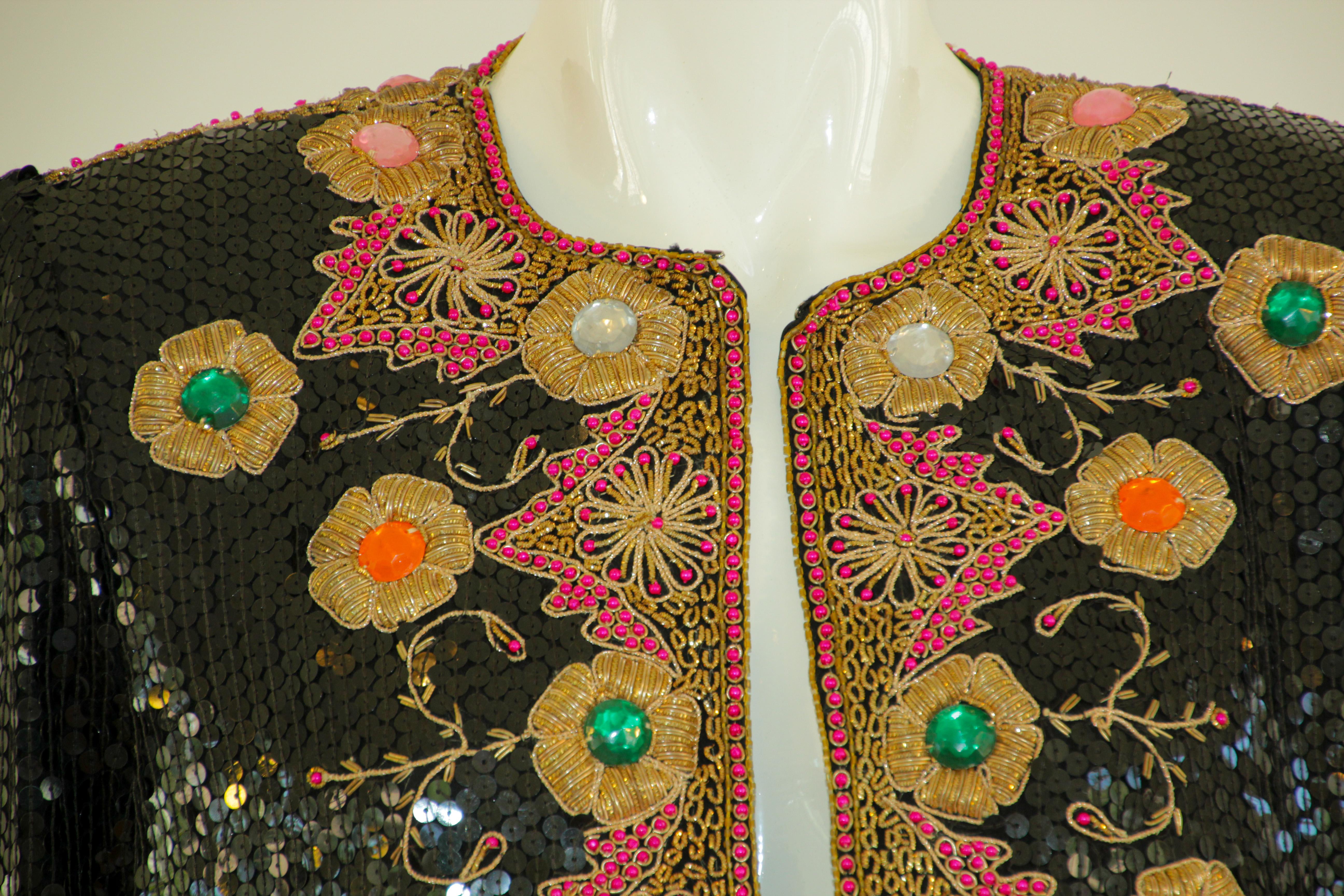 Vintage Evening Jeweled Beaded Jacket 1980's For Sale 2
