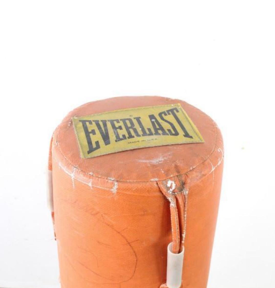 Mid-Century Modern Vintage Everlast Boxing Punching Bag with Folk Art Illustration For Sale