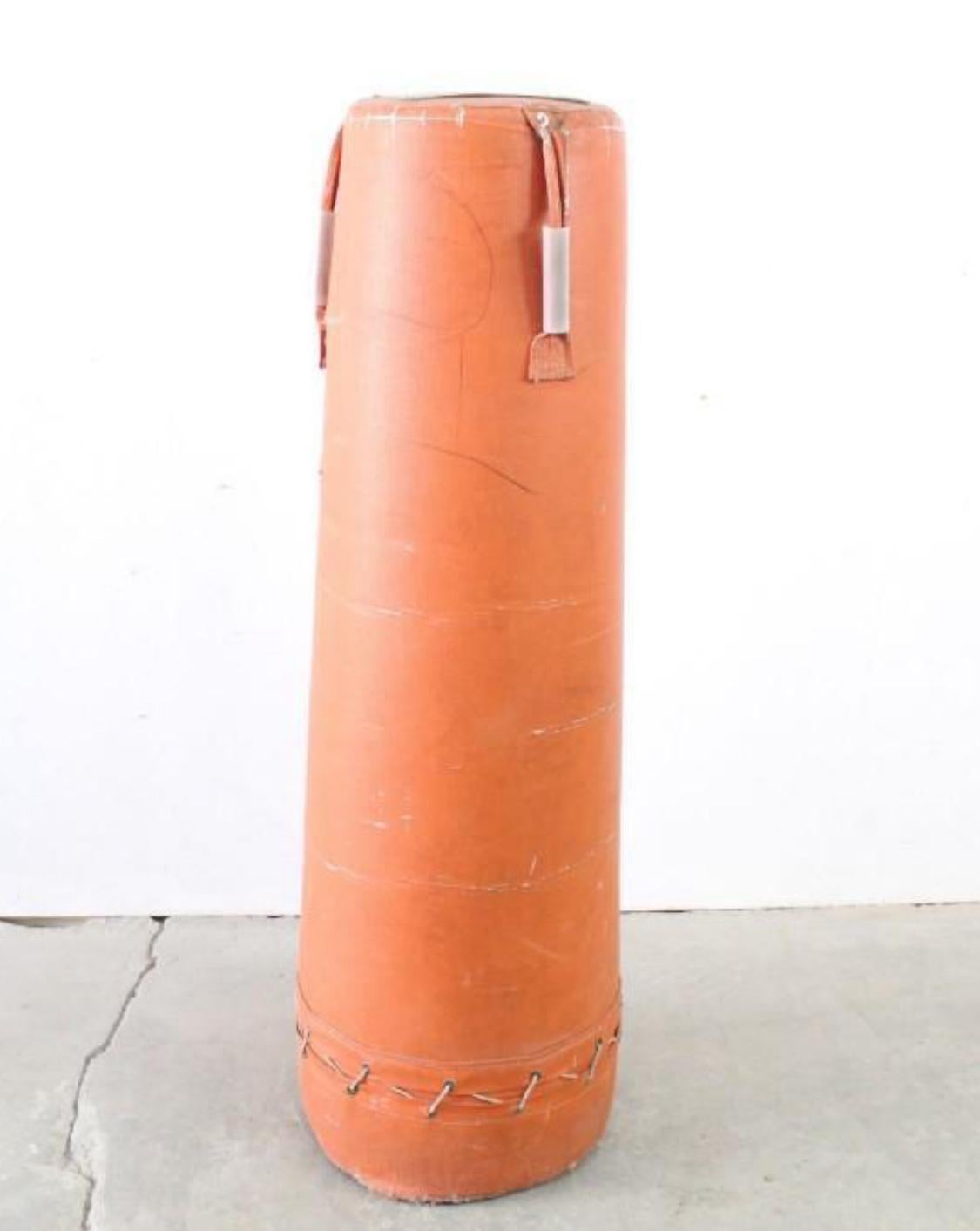 20th Century Vintage Everlast Boxing Punching Bag with Folk Art Illustration For Sale