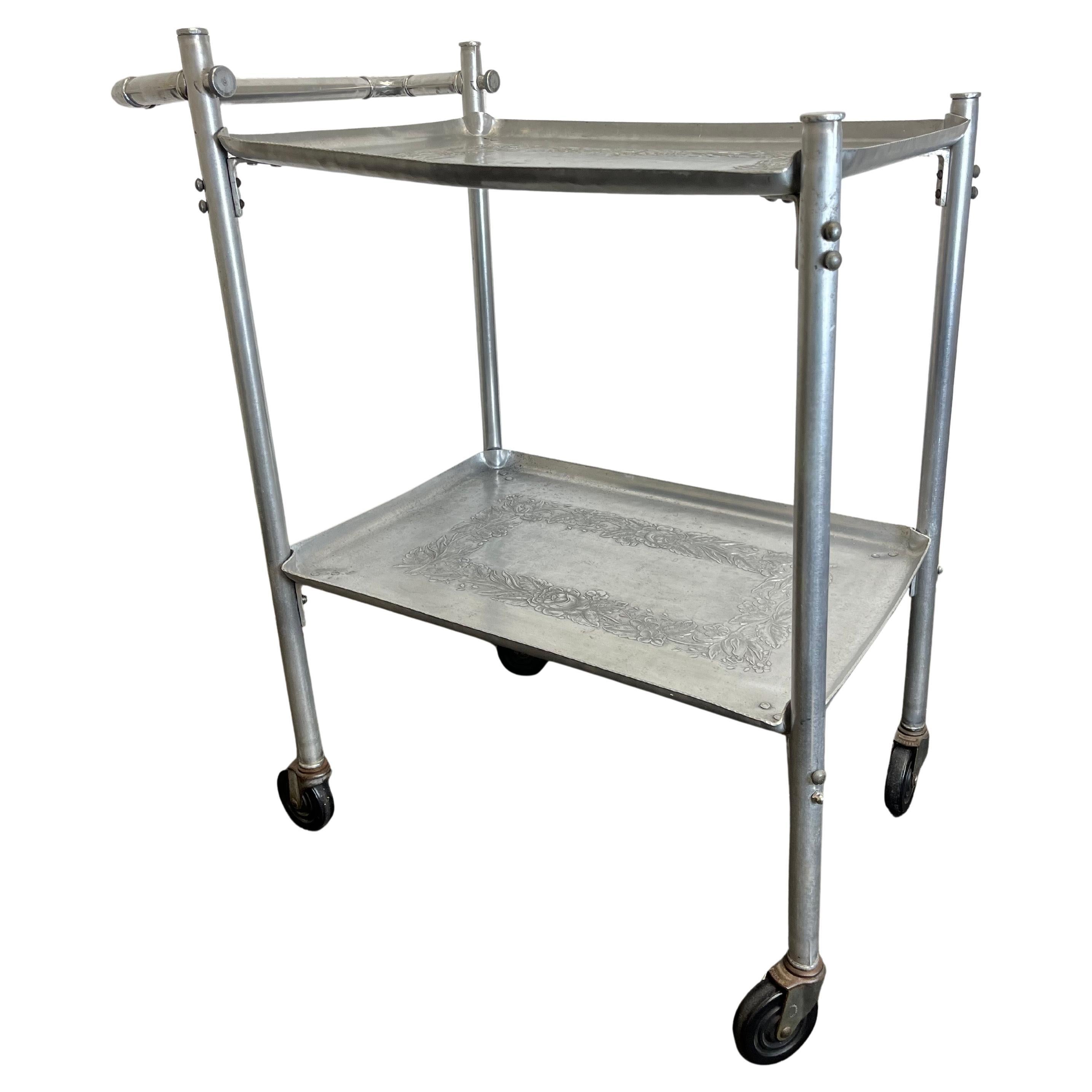 Vintage Everlast Hammered Aluminum Serving Cart