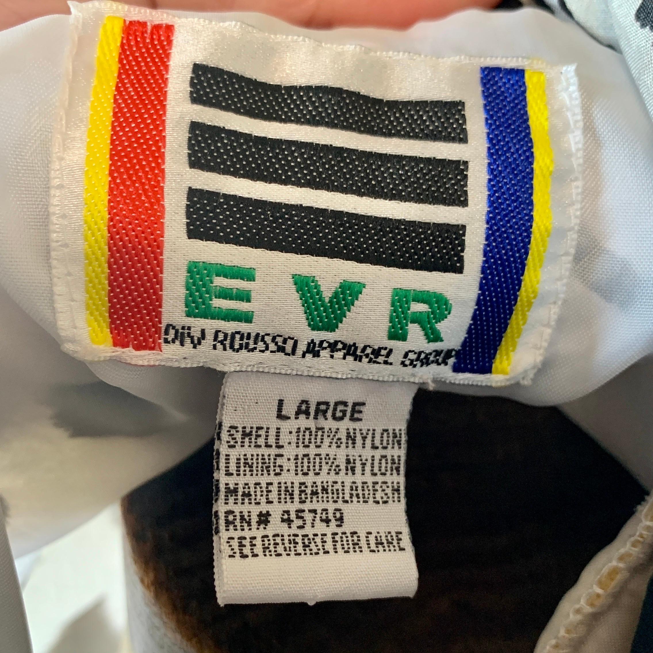 Vintage EVR Nylon 80er Jahre Vintage EVR Jacke Schwarz Weiß Zebra Leopard Print LARGE im Angebot 6