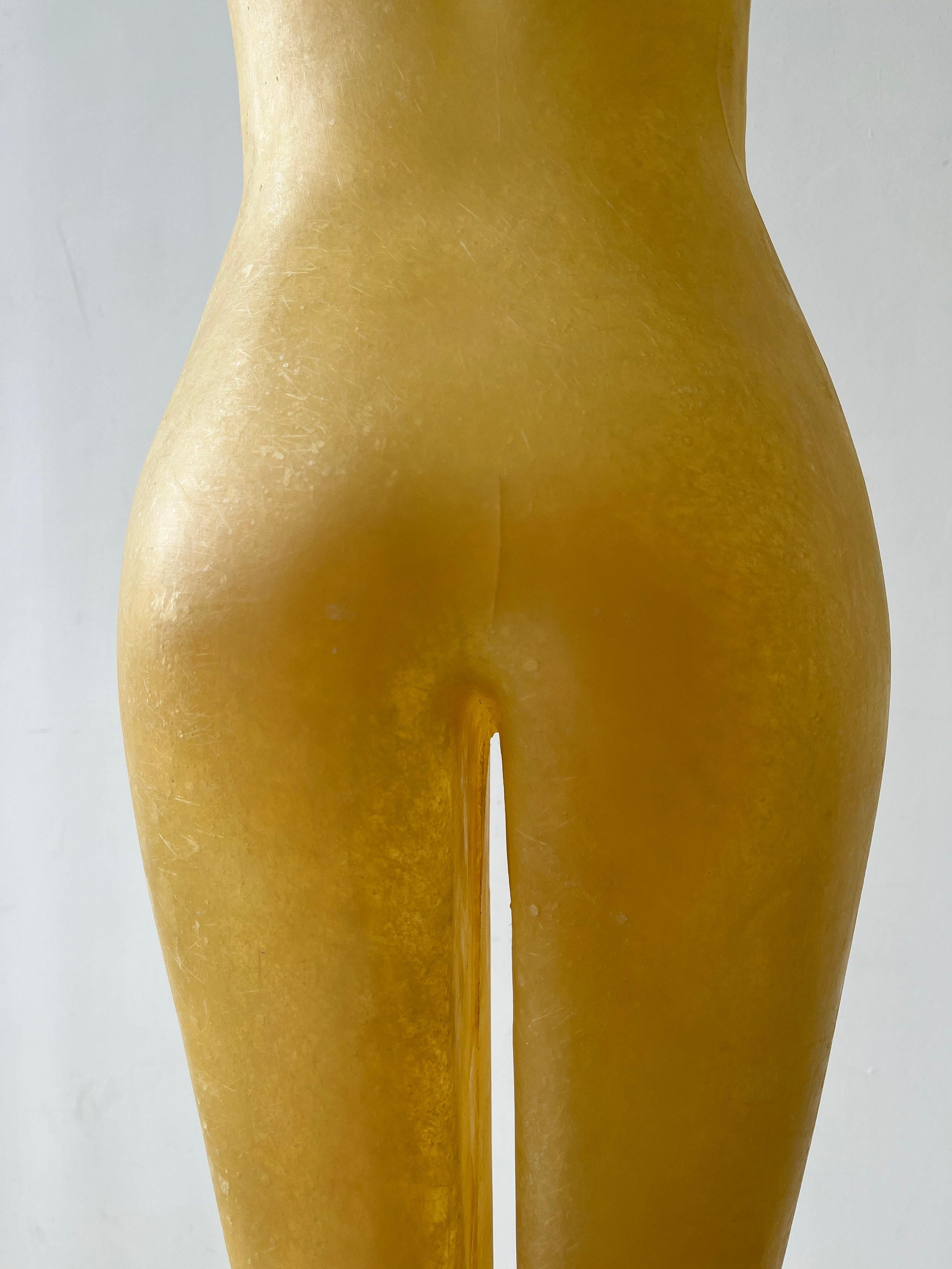 Vintage Exaggerated Molded Fiberglass Female Body Form on Fluted Base For Sale 9