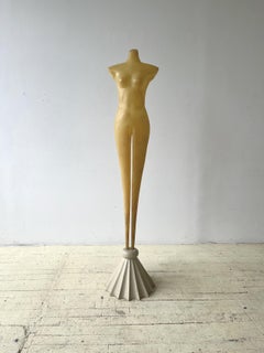 Vintage Exaggerated Molded Fiberglass Female Body Form on Fluted Base