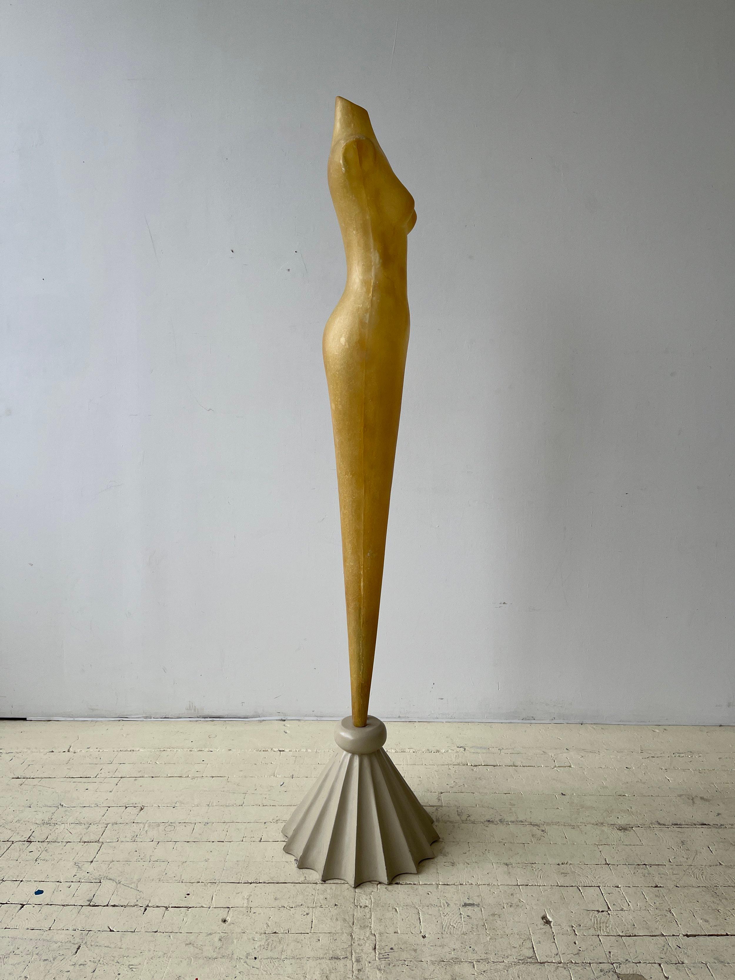 Vintage Exaggerated Molded Fiberglass Female Body Form on Fluted Base In Good Condition For Sale In Long Island City, NY