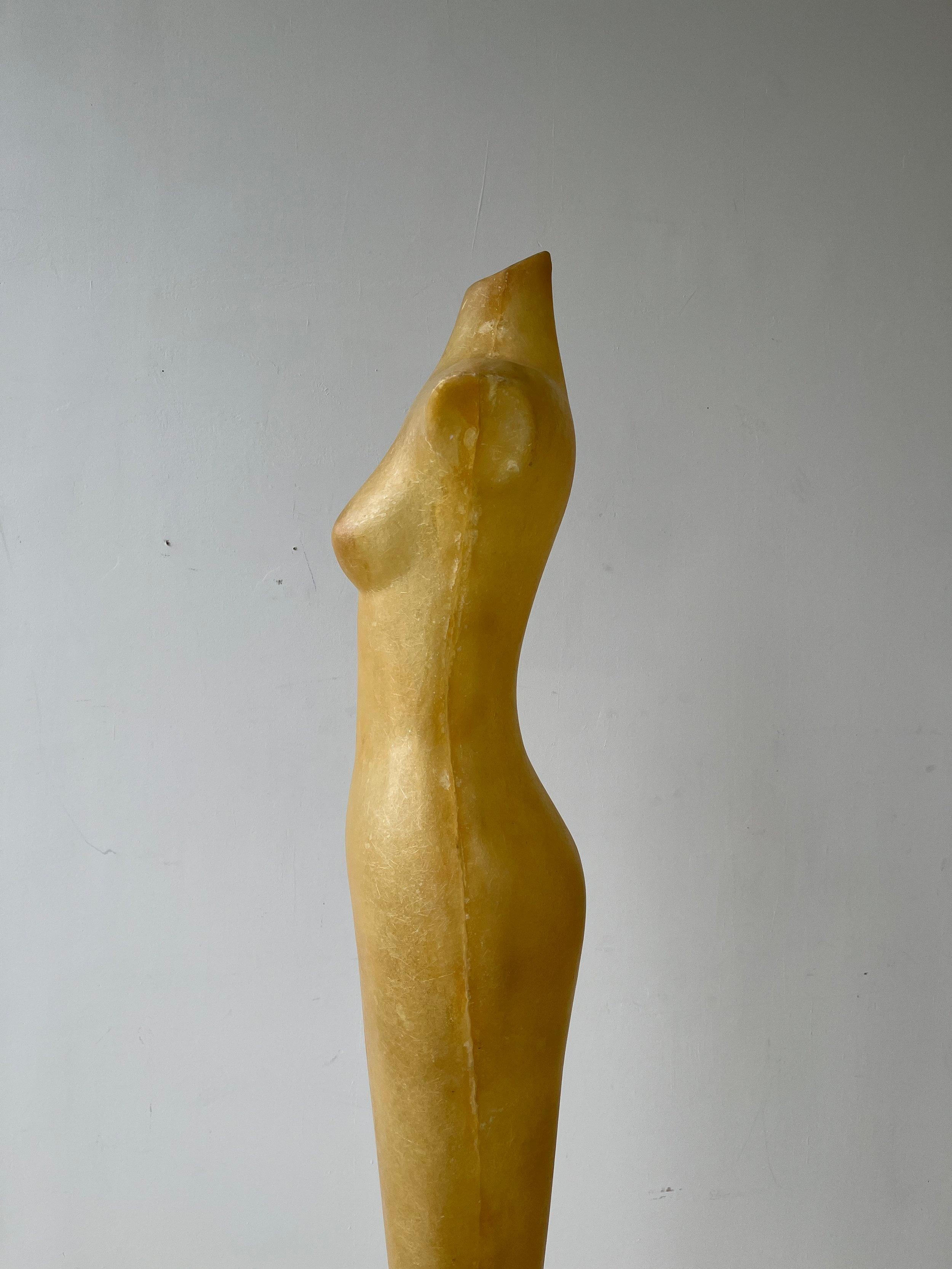 Late 20th Century Vintage Exaggerated Molded Fiberglass Female Body Form on Fluted Base For Sale