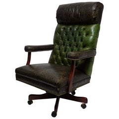 Vintage Executive Leather Office Desk Library Chair