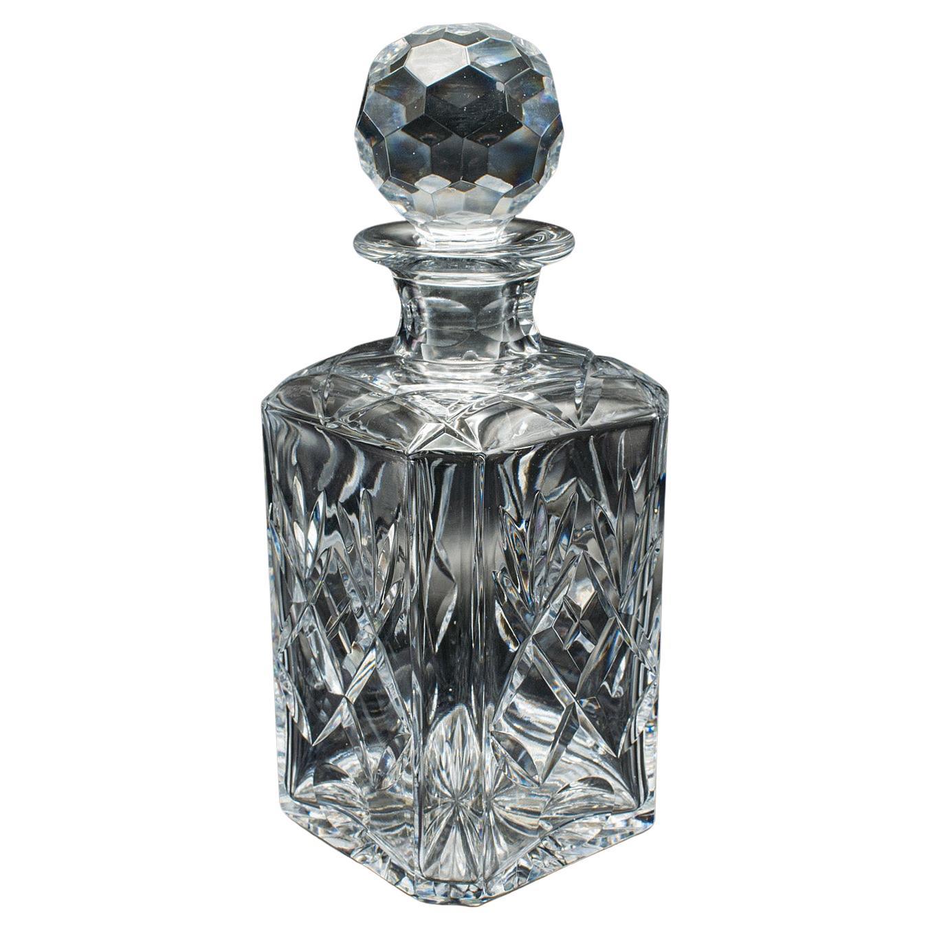 Vintage Executive Whiskey Decanter, English, Cut Crystal Glass, Spirit Vessel
