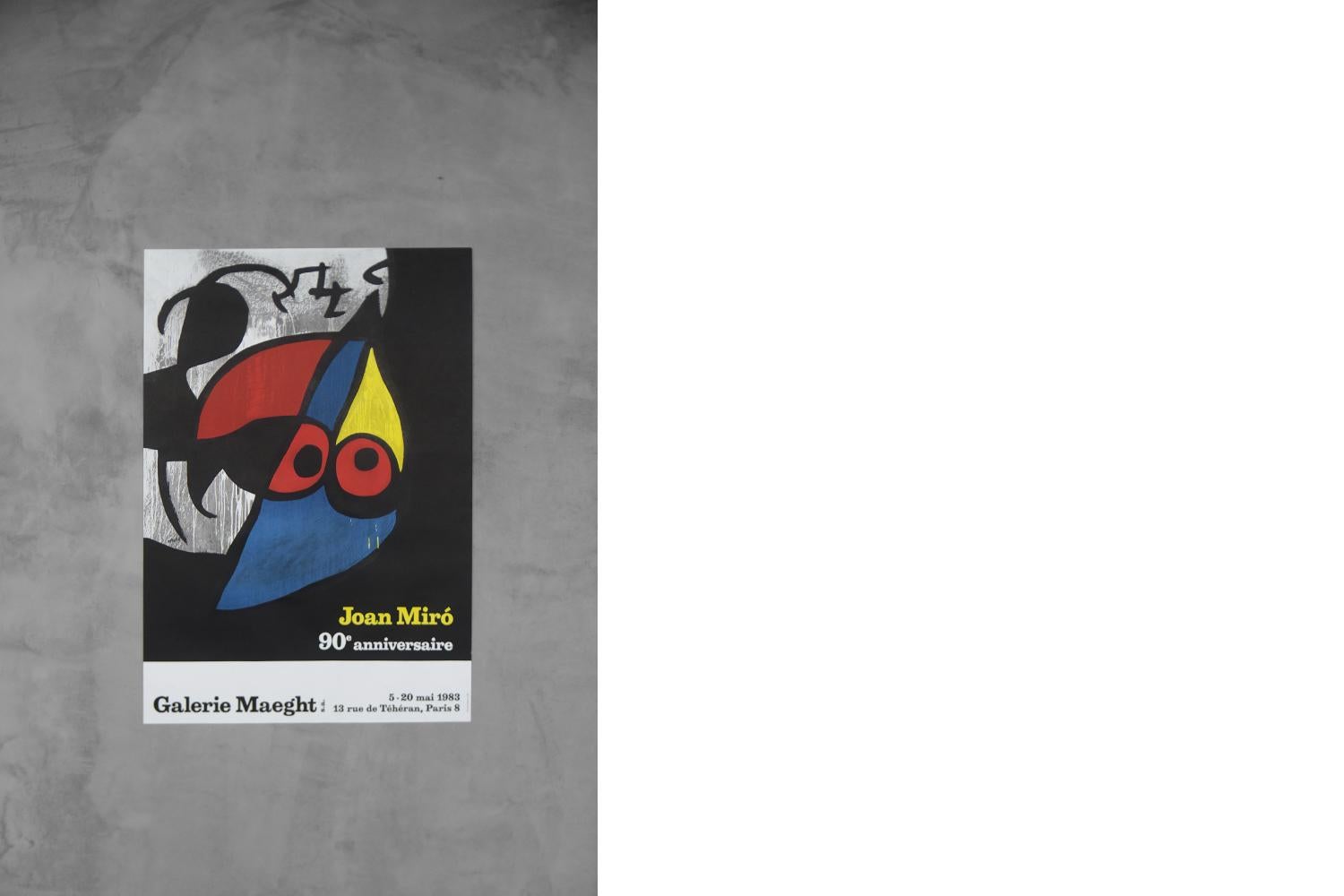Mid-Century Modern Vintage Exhibition Poster Galerie Maeght 13 Rue Tehran, Paris 8 by Joan Miró