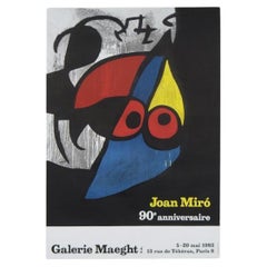 Vieille affiche d'exposition Galerie Maeght 13 Rue Tehran, Paris 8 par Joan Miró