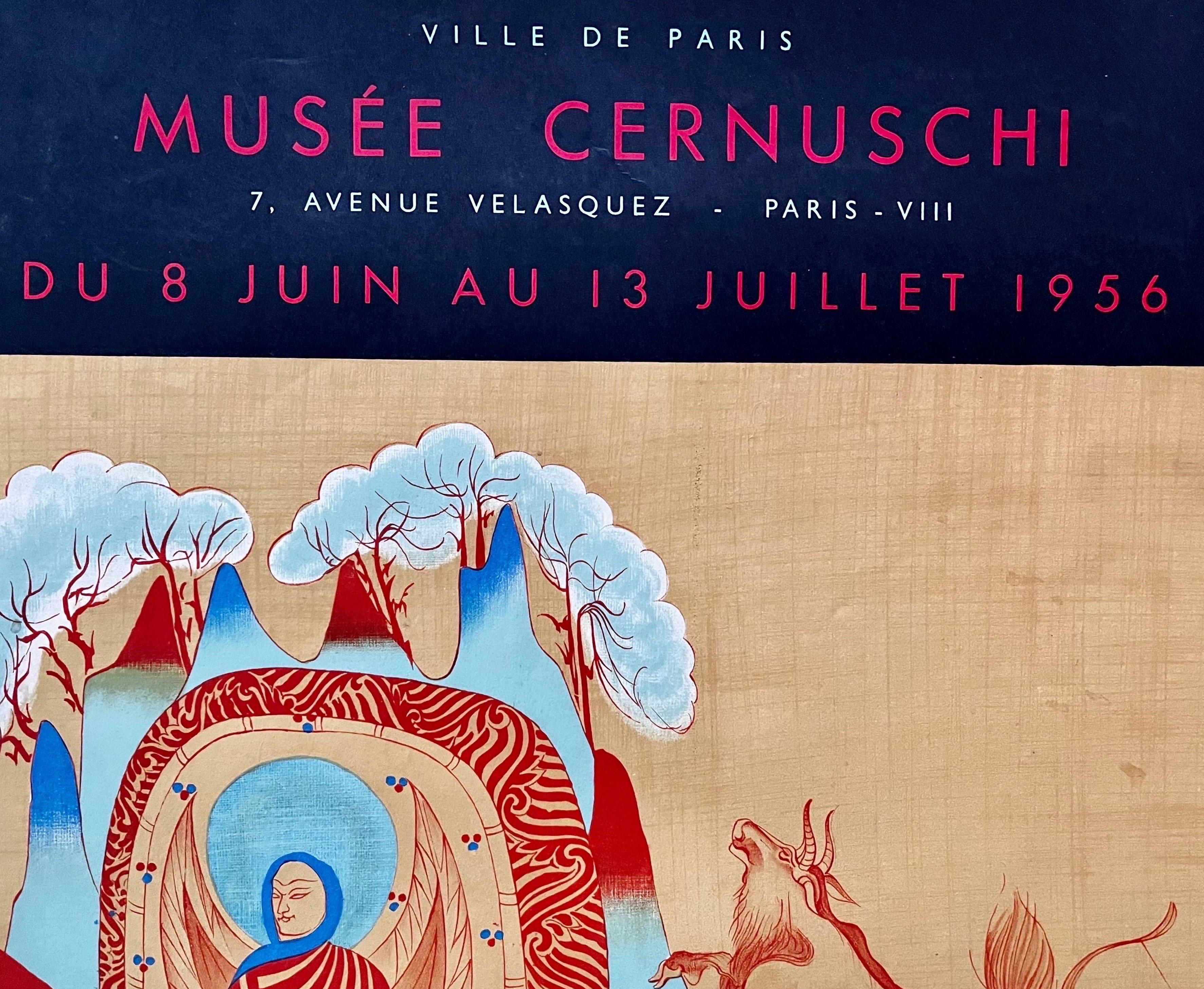 Francese Poster di una mostra d'epoca, Musée Cernuschi, Parigi, Francia, 1956 in vendita
