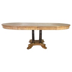 Mesa de comedor vintage extensible de redonda a oval con base de pedestal