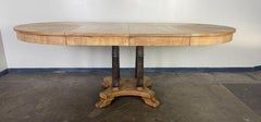 Mesa de comedor vintage extensible de redonda a oval con base de pedestal