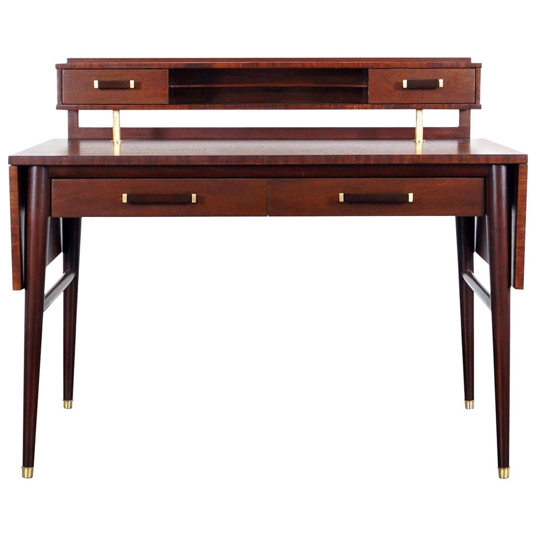 Kittinger SemiCircular Dropleaf Walnut Desk at 1stDibs