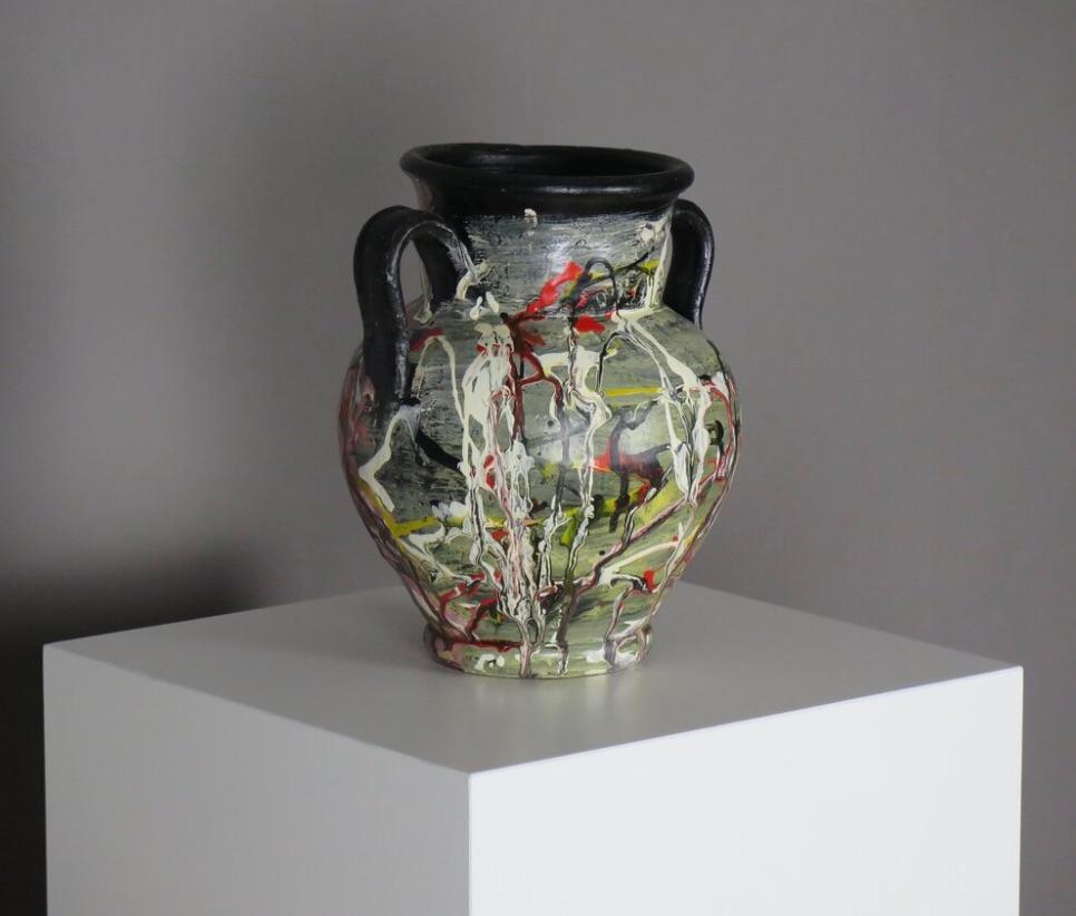 Français Vase vintage en céramique expressionniste en vente