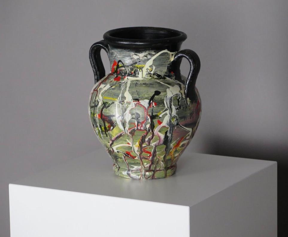 Mid-20th Century Vintage Expressionist Ceramic Vessel For Sale