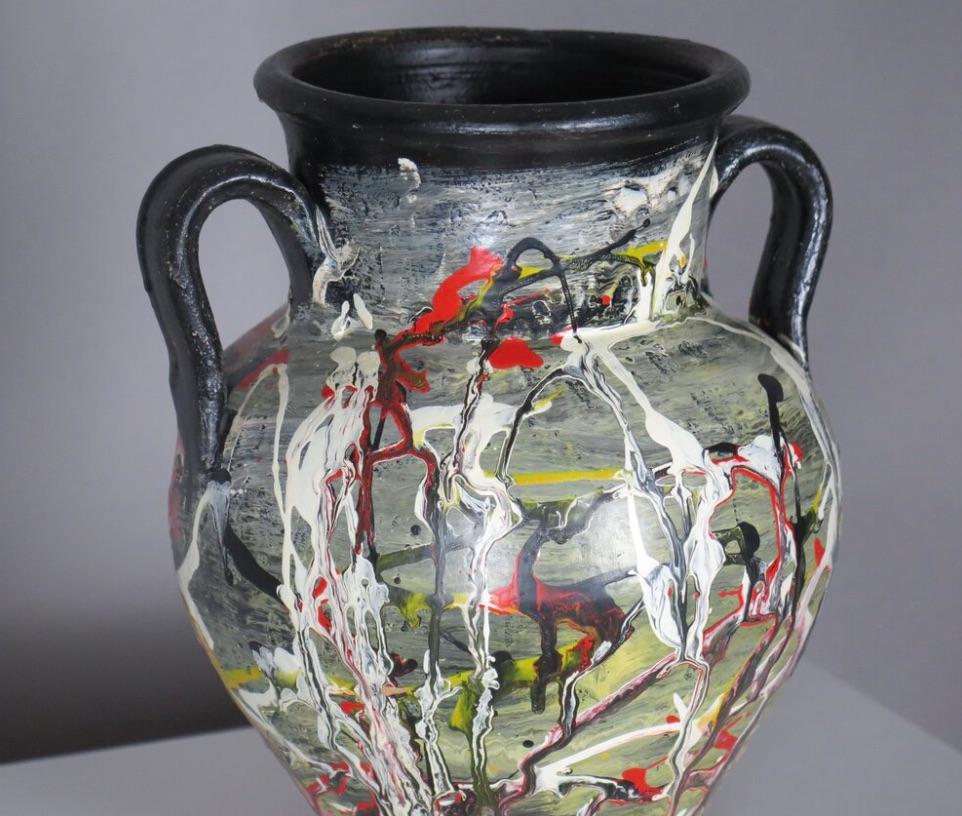 Milieu du XXe siècle Vase vintage en céramique expressionniste en vente