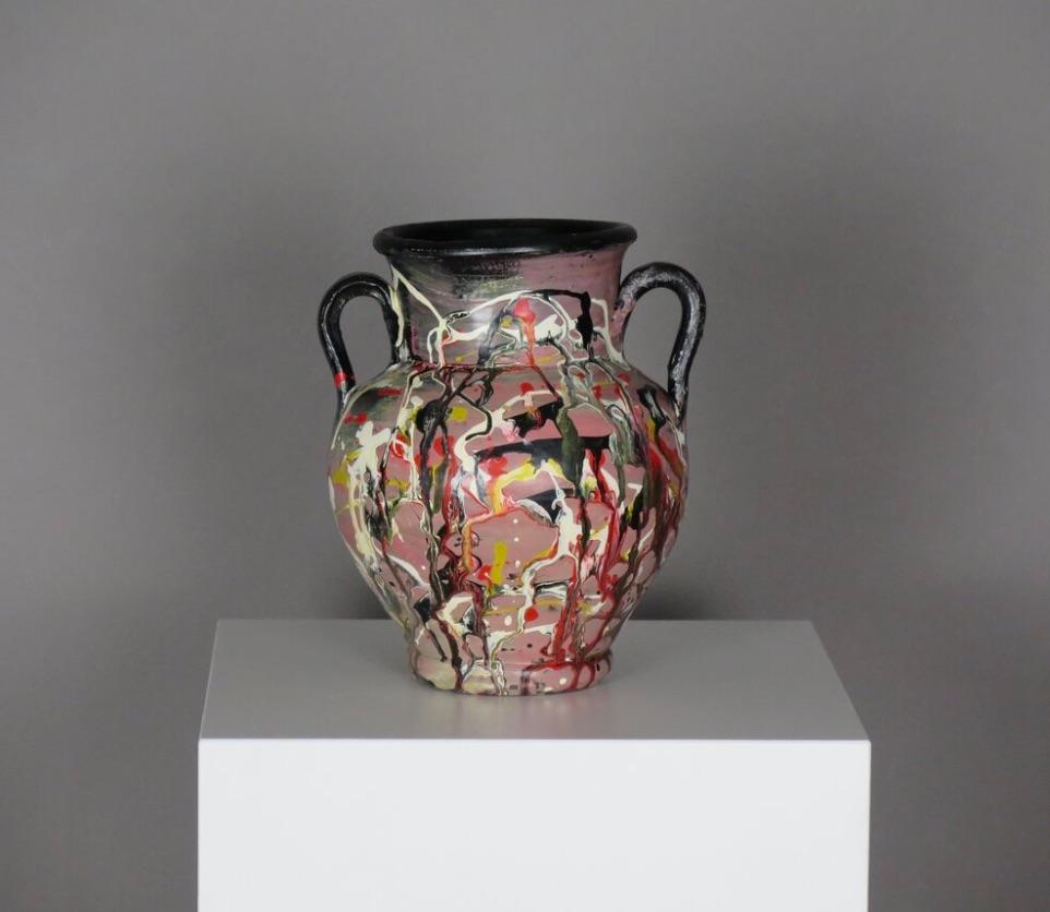 Terre cuite Vase vintage en céramique expressionniste en vente