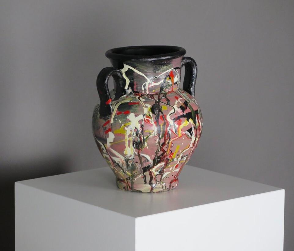 Vase vintage en céramique expressionniste en vente 1