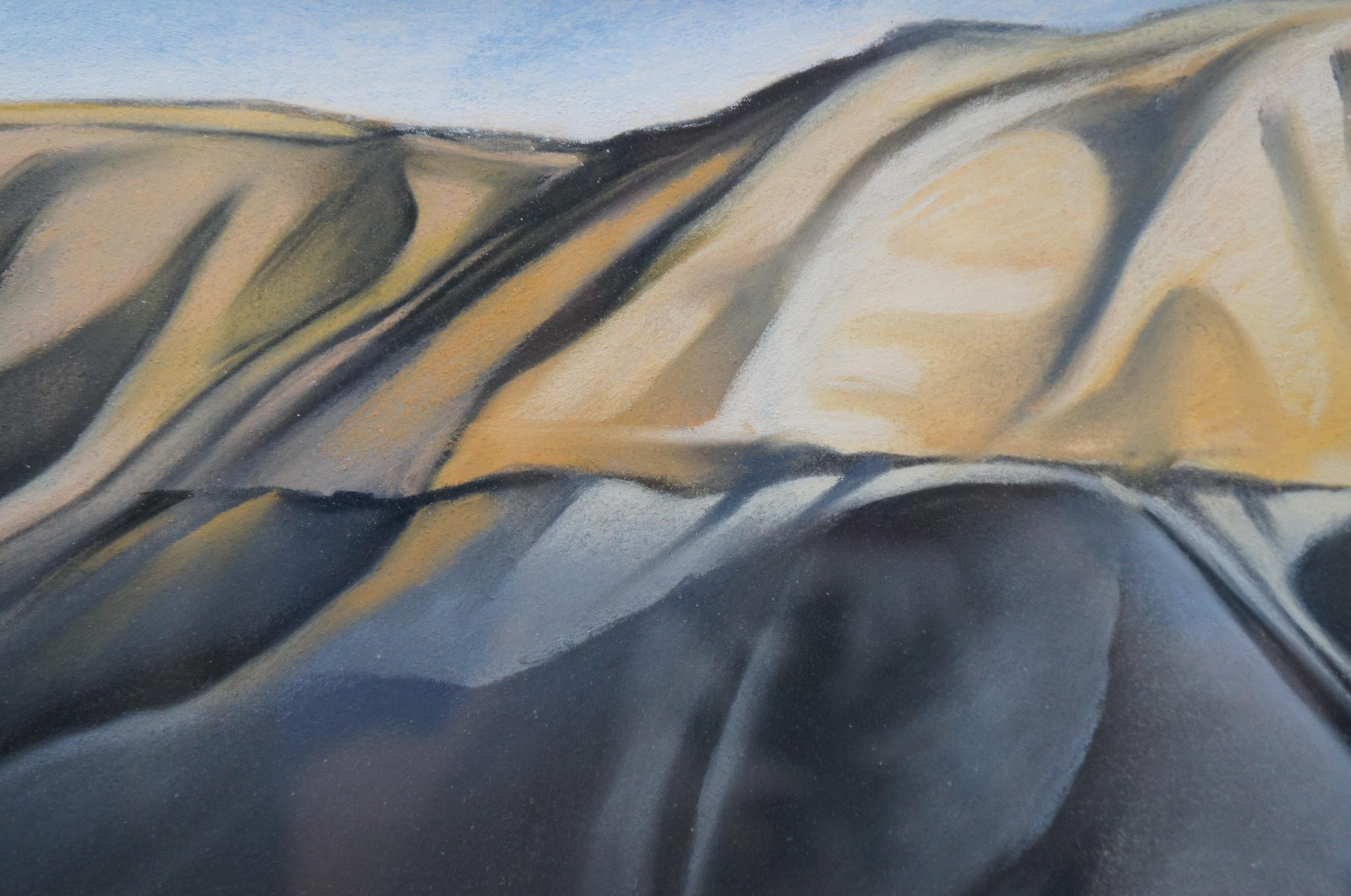 Vintage Expressionist Pastel Landscape Painting Signed Canyon Cliff Southwest 4