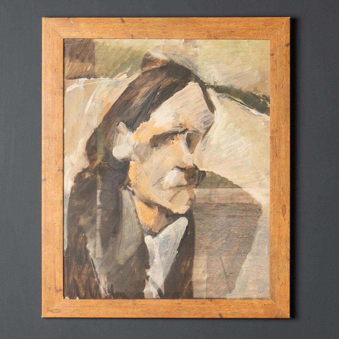 Vintage Original Oil Painting Depicting a Male Sitter

A quick expressive portrait sketch in oils on paper.

Depicting a male sitter with a heavy brow in shades of brown.

Framed and glazed in a wooden frame with an applied faux woodgrain.

The