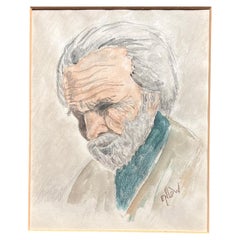 Vintage Expressionist Porträtmalerei von älteren Mann signiert Enlow