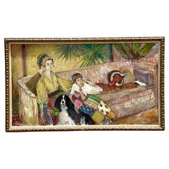 Expresionista vintage Pintura al óleo original firmada Retrato sobre tabla