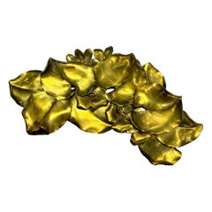 Vintage Exquisite 18KT gold brooch leafs organic brooch