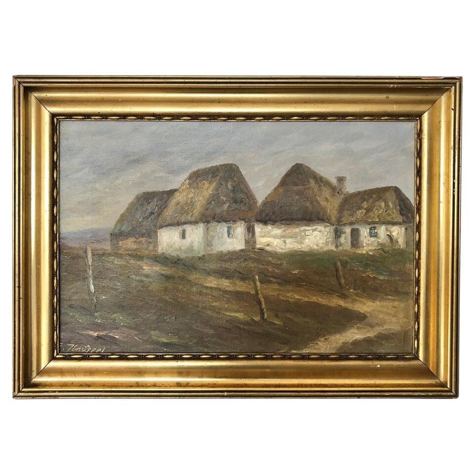 Vintage exquisite 1950s oil painting from Denmark by Edvin Knüppel For Sale