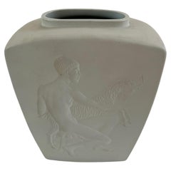 Magnifique vase Art Déco vintage en céramique blanche de Rena Rosenthal