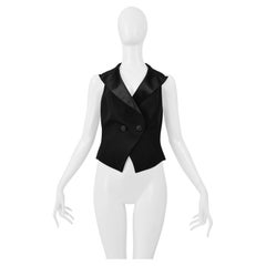 Vintage Exte - Gilet da smoking nero con halter