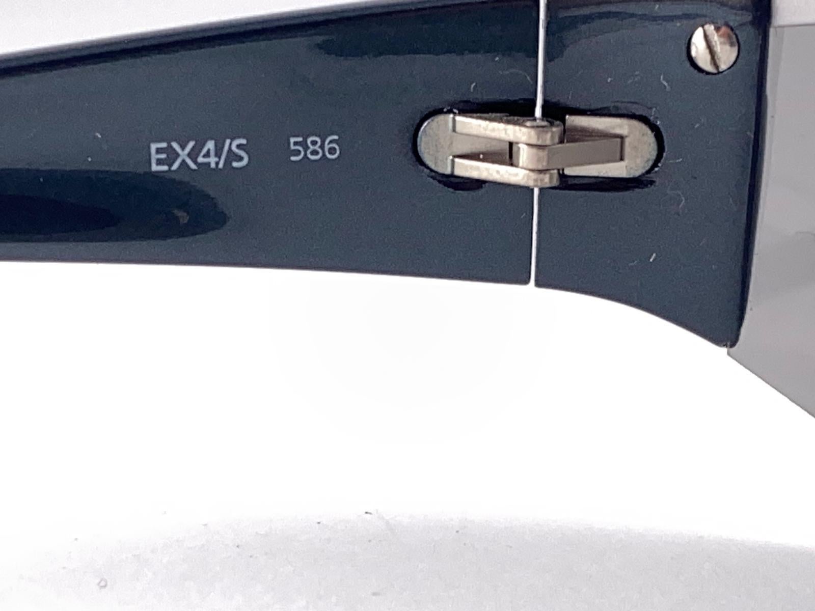 Gray Vintage Exte EX 4 S  Matte Silver & Deep Blue Wrap Around  Sunglasses 2001 Italy For Sale