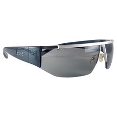 Jahrgang Exte EX 4 S  Mattes Silber & tiefblauer Wickel ummantelt  Sonnenbrille 2001 Italien