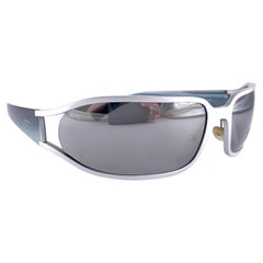 Vintage Exte EX 5 S  Matte Silver Wrap Around  Sunglasses 2001 Italy