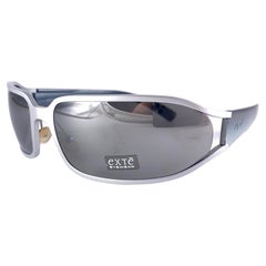 Jahrgang Exte EX 5 S  Mattes Silber Wrap Around  Sonnenbrille 2001 Italien
