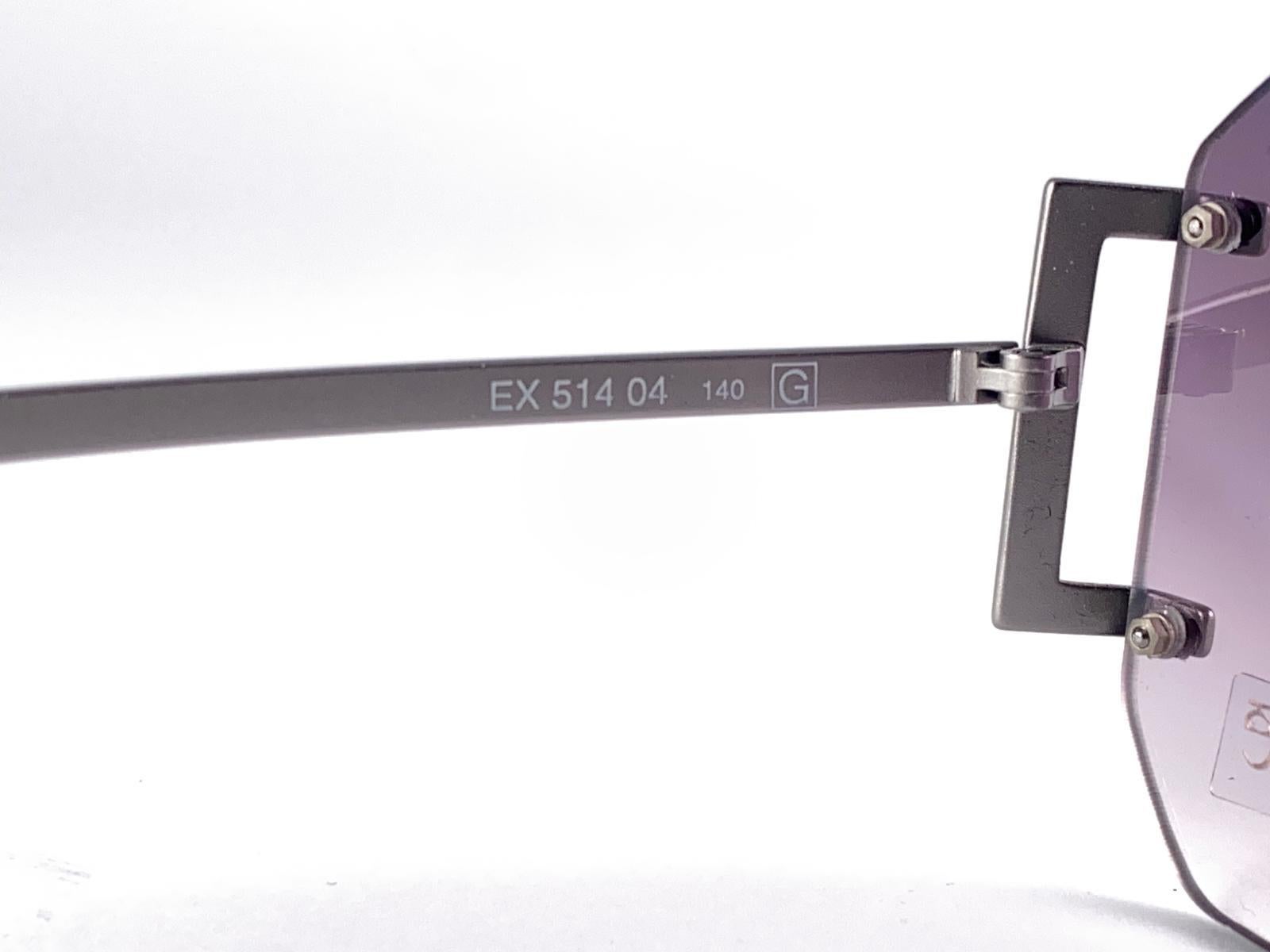 Vintage Exte EX 512 Rimless Metallic Blue Sunglasses 2001 Italy For Sale 2