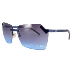 Vintage Exte Ex 512 Randlose Metallic-Blaue Vintage-Sonnenbrille 2001 Italien