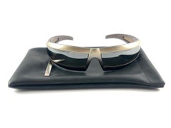 Vintage Exte EX1 Metallic Grau & Burgunderfarbene Wickel-Sonnenbrille 2001 Italien