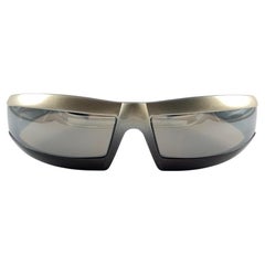 Retro Exte EX1 Metallic Grey & Burgundy Wrap Around Sunglasses 2001 Italy