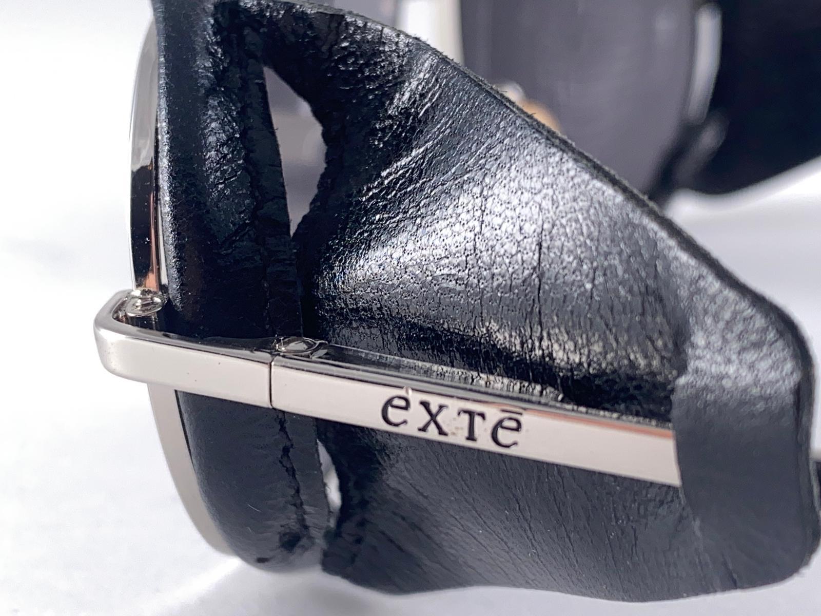 Vintage Exte EX43 Silver & Black Faux Leather Wrap Around Sunglasses 2001 Italy For Sale 2