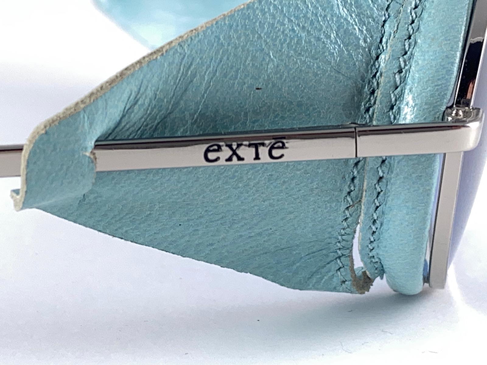 Gray Vintage Exte EX43 Turquoise Faux Leather Wrap Around Sunglasses 2001 Italy For Sale