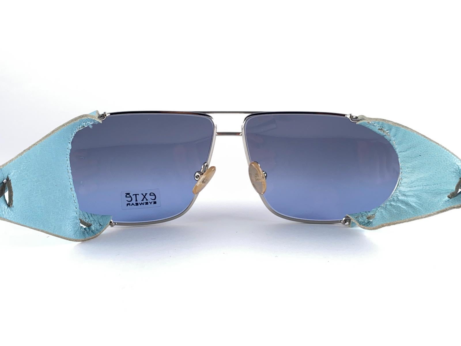 Vintage Exte EX43 Turquoise Faux Leather Wrap Around Sunglasses 2001 Italy For Sale 1