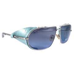 Vintage Exte EX43 Türkis Faux Leder Wickel-Sonnenbrille um Sonnenbrille 2001 Italien, Vintage