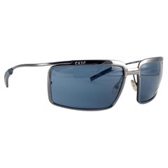 Vintage Exte EX51603 Dunkelsilber-Sonnenbrille in Übergröße mit Wickel umgeben, Italien 2001 Italien