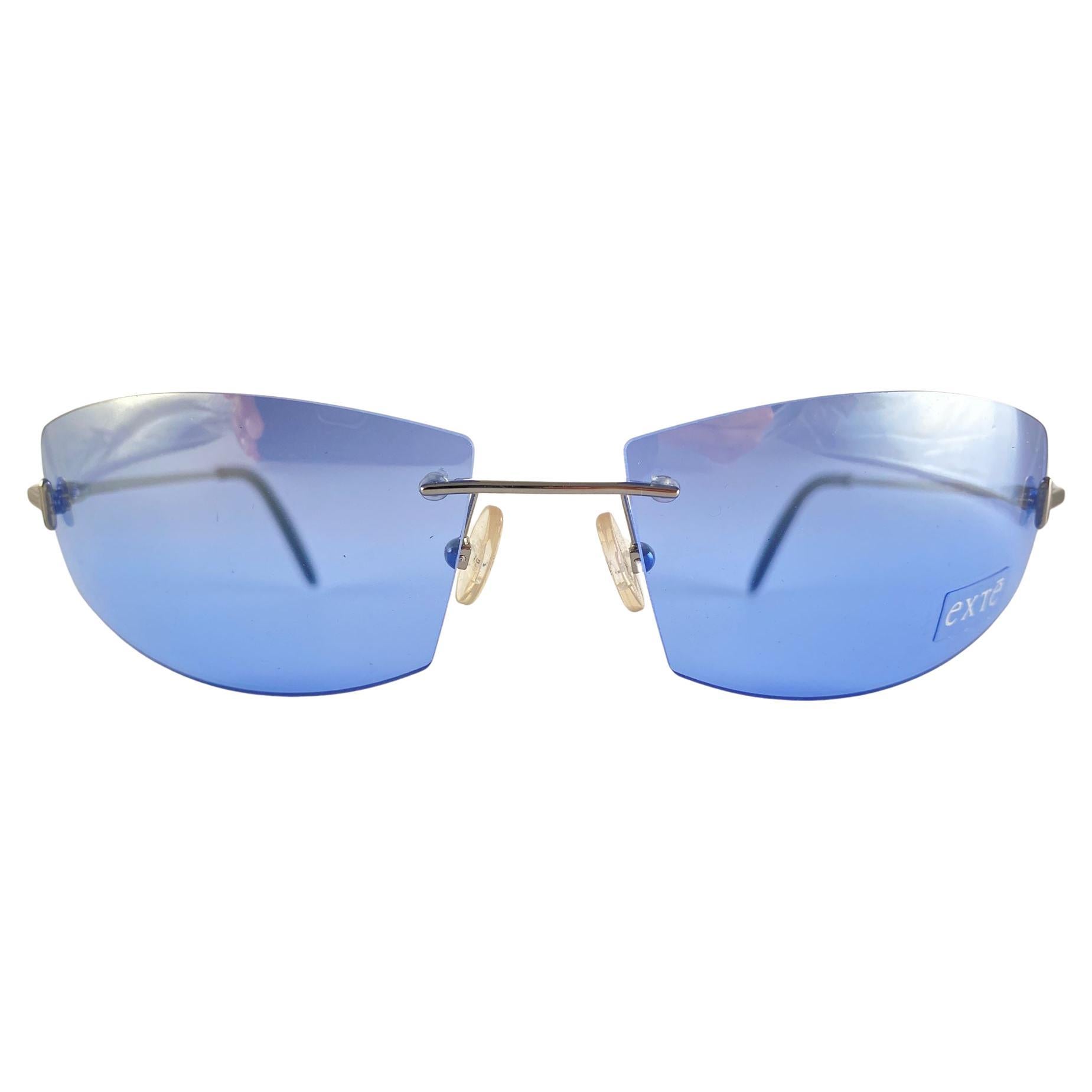 Lunettes de soleil vintage Exte bleu sans monture 2001 Italie en vente
