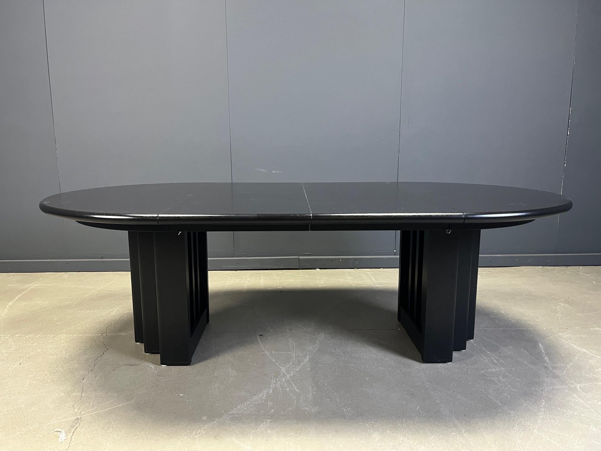 Table de salle à manger vintage extensible en bois noir, 1980 1