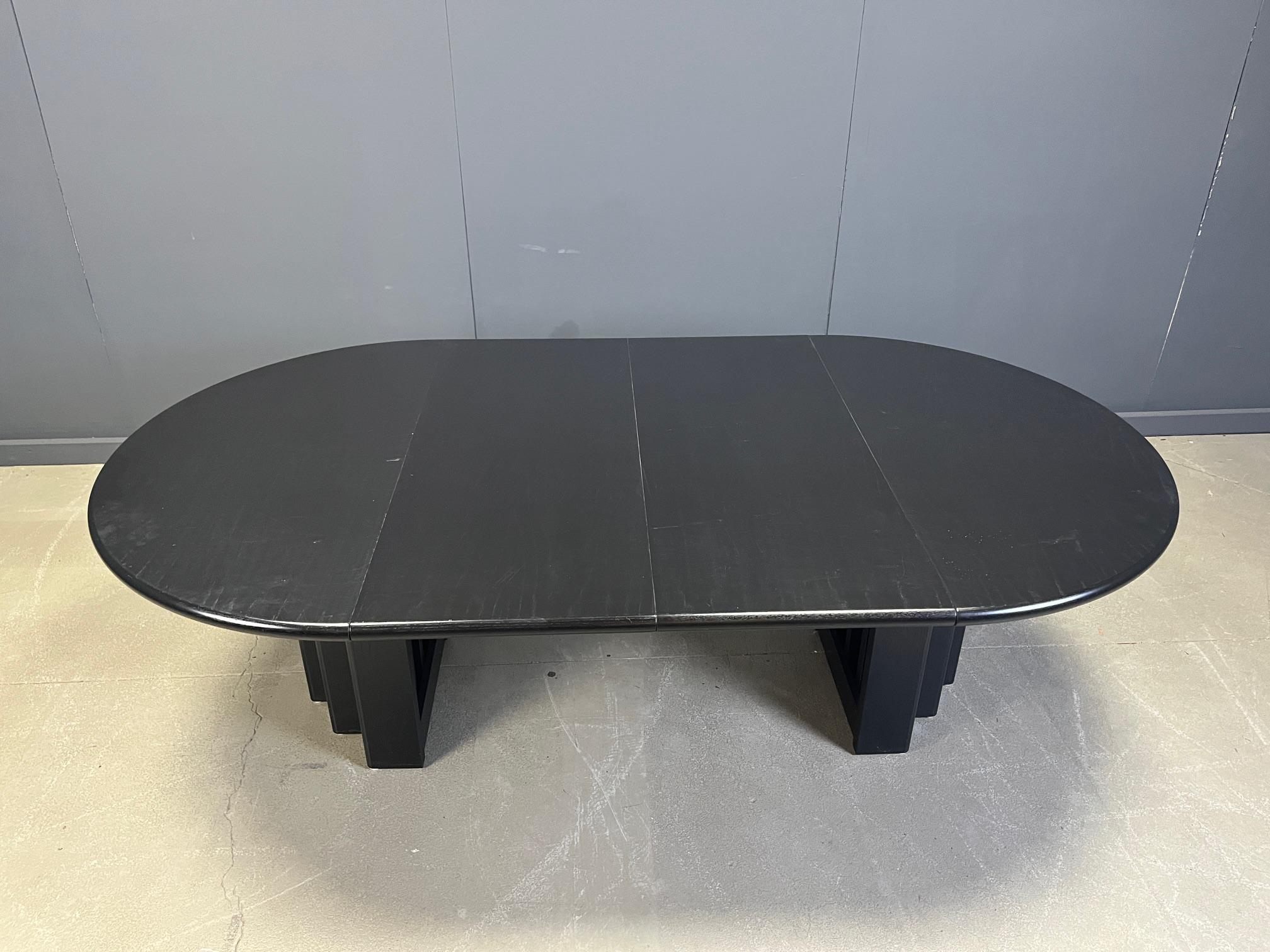 Table de salle à manger vintage extensible en bois noir, 1980 2