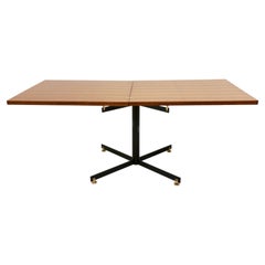 Vintage Extendible Teak and White Formica Dining Table with Metal Pedestal