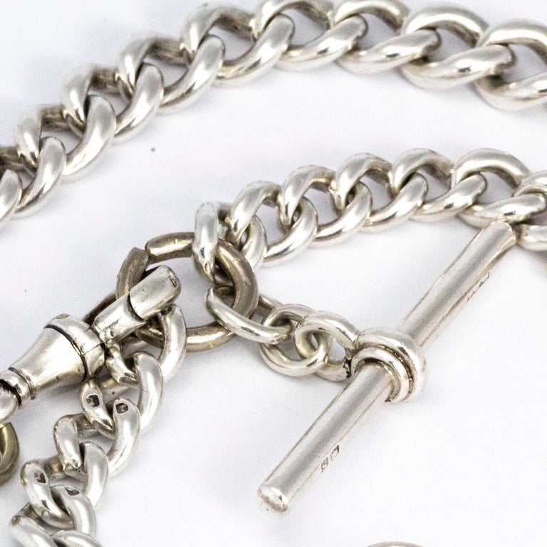 Vintage Extra Chunky Silver Albert Necklace For Sale at 1stDibs ...